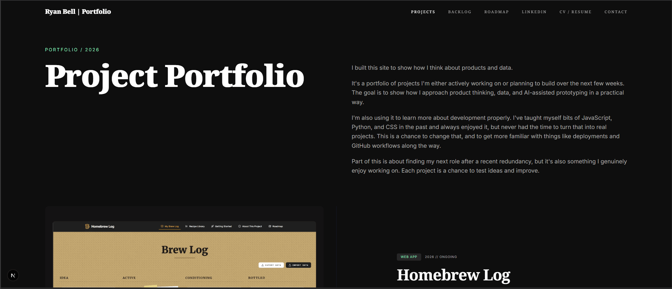 Personal Portfolio hero